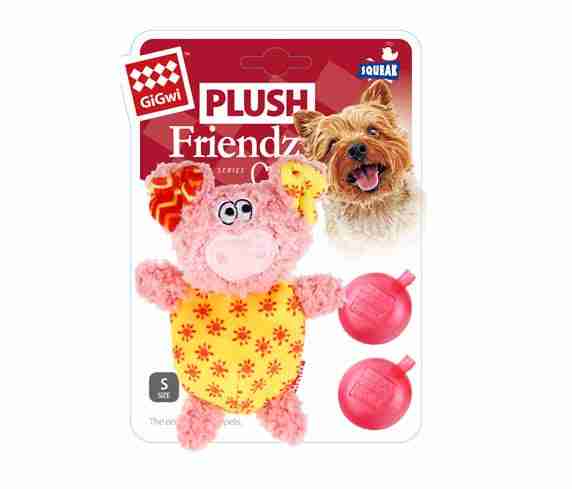 GiGwi Plush Friendz Pig (with REFILLABLE Squeaker)